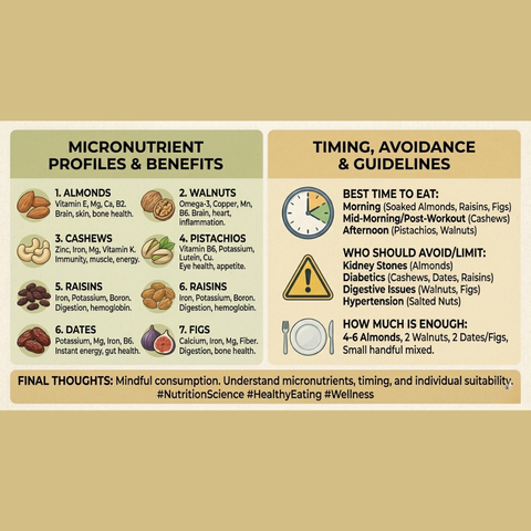 Micronutrients in Dry Fruits: Benefits, Best Time to Eat, and Who Should Avoid Which Nuts