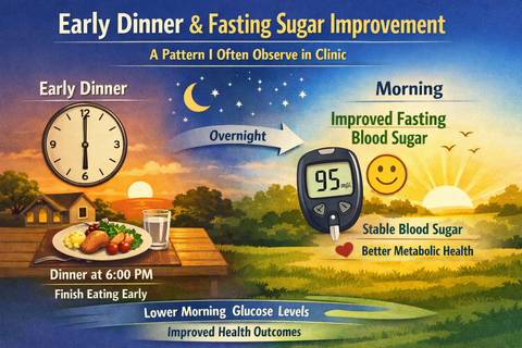 Early Dinner & Fasting Sugar Improvement — A Pattern I Often Observe in Clinic