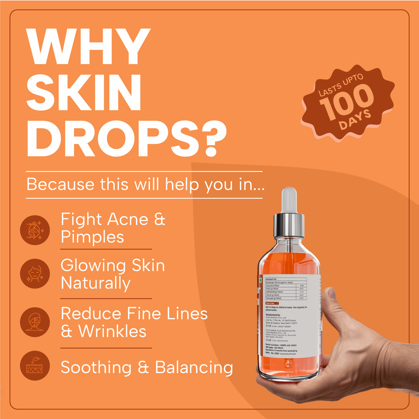 Skin Rejuvenating Drop For ACNE | PIMPLES| WRINKLES| FINE LINES | DULLNESS | SKIN HYDRATION | NATURAL | CHEMICAL FREE