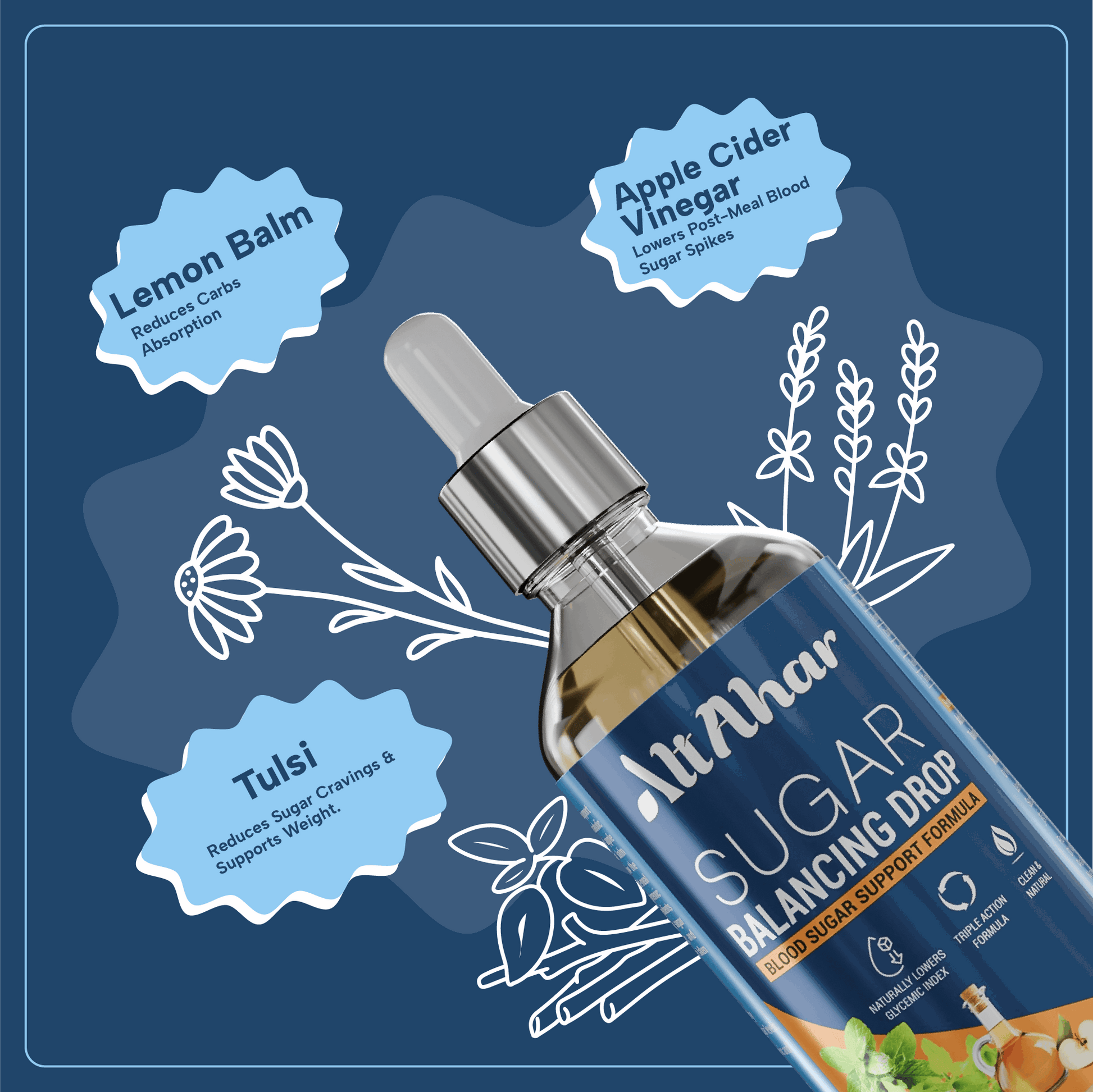 Sugar Balancing Drop - Blood Sugar Support Formula | Triple Action Formula | Reduces Cravings | Plant Based