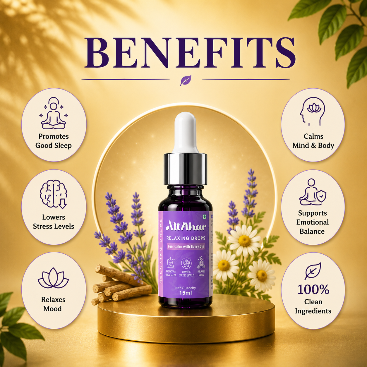 AltAhar Relaxing Drops | Natural Sleep & Stress Support | Ashwagandha, Chamomile & Lavender