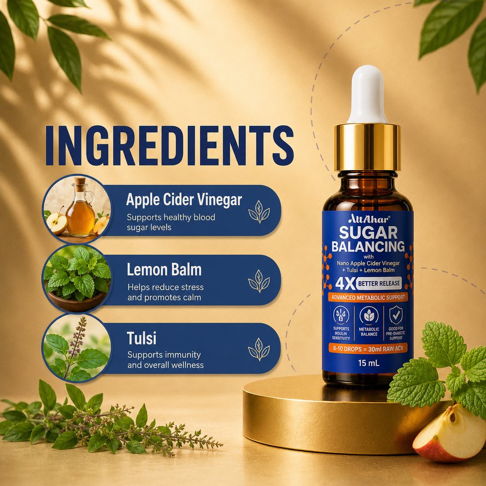 AltAhar Sugar Balancing Drops | Nano Apple Cider Vinegar + Tulsi + Lemon Balm | Advanced Metabolic Support