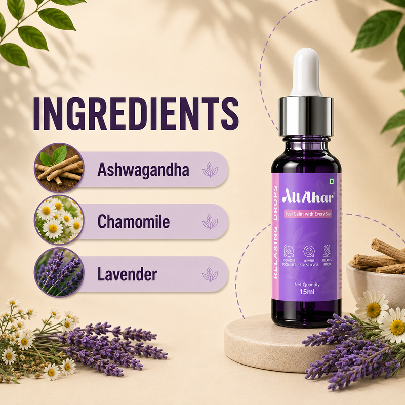 AltAhar Relaxing Drops | Natural Sleep & Stress Support | Ashwagandha, Chamomile & Lavender